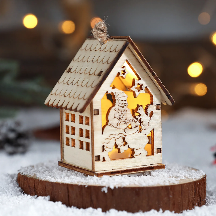 Dekorative LED-Holzhütte für weihnachtliche Atmosphäre
