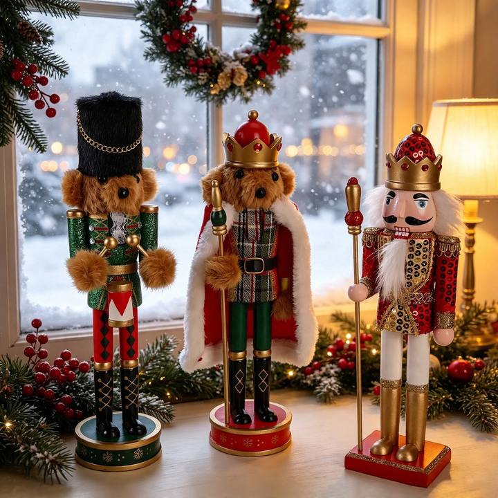 Holz-Nussknacker Figur, König oder Bär, 30 cm