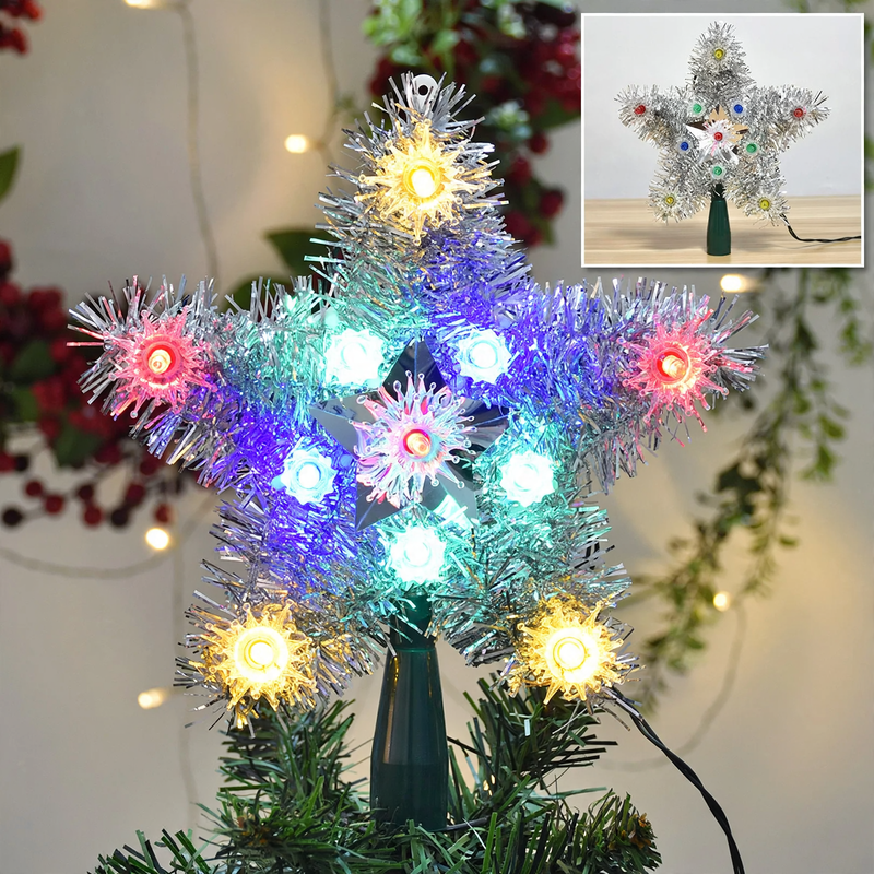 Transparenter LED-Weihnachtsbaum-Spitzenstern aus Acryl