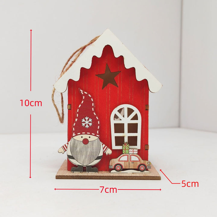 Beleuchtetes Holzhaus für die Weihnachtsdekoration