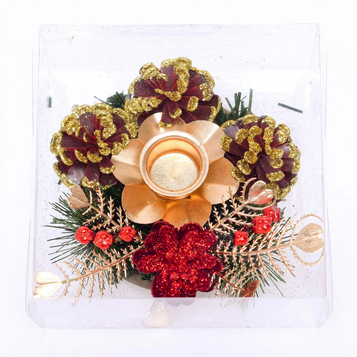 Weihnachtlicher Kerzenkranz mit Tannenzapfen 12 cm