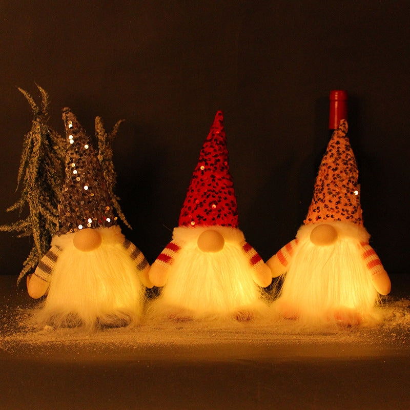 Beleuchtete Weihnachts-Wichtelfigur mit Pailletten