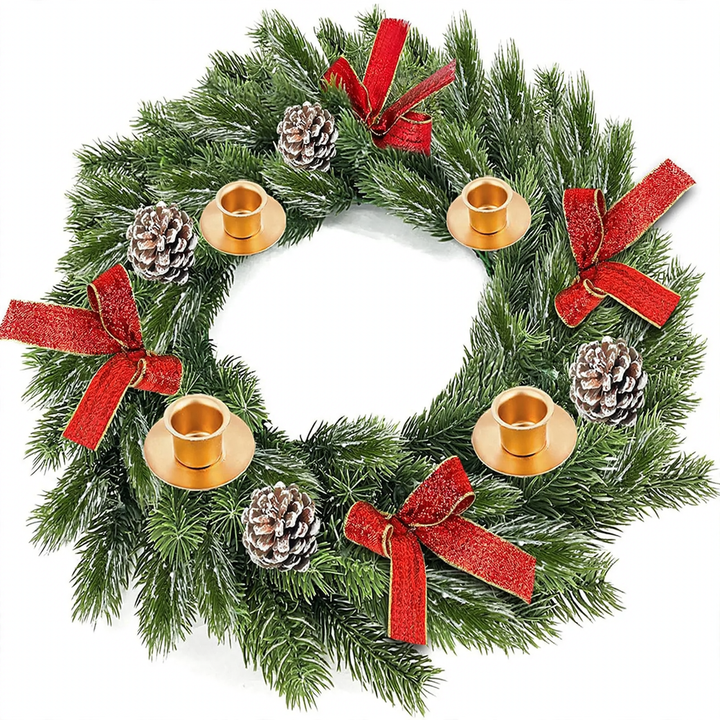 Weihnachtskranz mit Kerzenhalter und Schleife