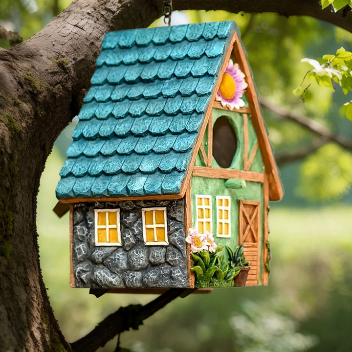 Dekoratives Vogelhaus aus Kunstharz