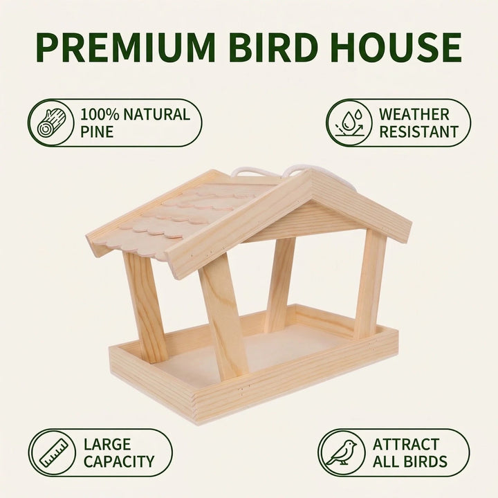 Hängendes Vogelhaus aus Massivholz für den Außenbereich