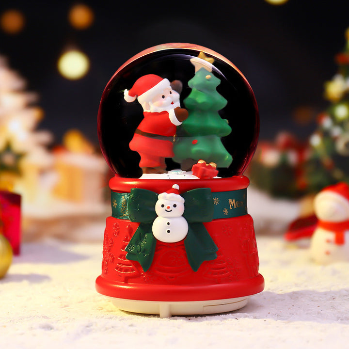 Weihnachts-Spieluhr mit Glaskugel und Lichteffekten