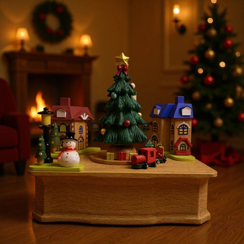 Dekorative Weihnachts-Spieluhr aus Holz