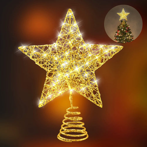 Weihnachtsbaum-Spitzenstern mit LED-Lichterkette