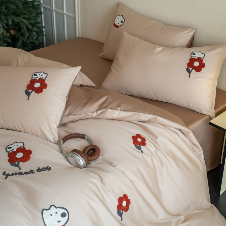 Kinderbettwäsche-Set, Baumwolle, Cartoon-Stickerei