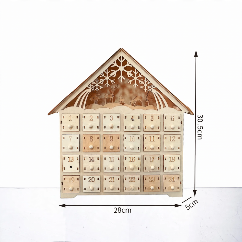 Beleuchteter Holz-Adventskalender mit LED