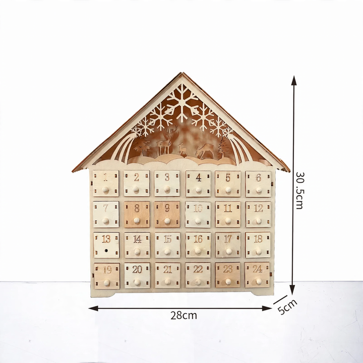 Beleuchteter Holz-Adventskalender mit LED