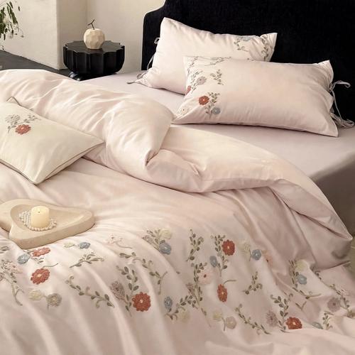 Satin-Bettwäsche-Set, 100er Baumwolle, bestickt