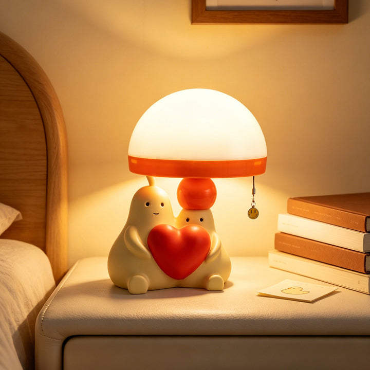 Herz-Tischlampe mit Liebes-Motiv