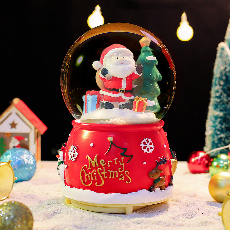 Weihnachtliche Schneekugel mit Musik und Licht