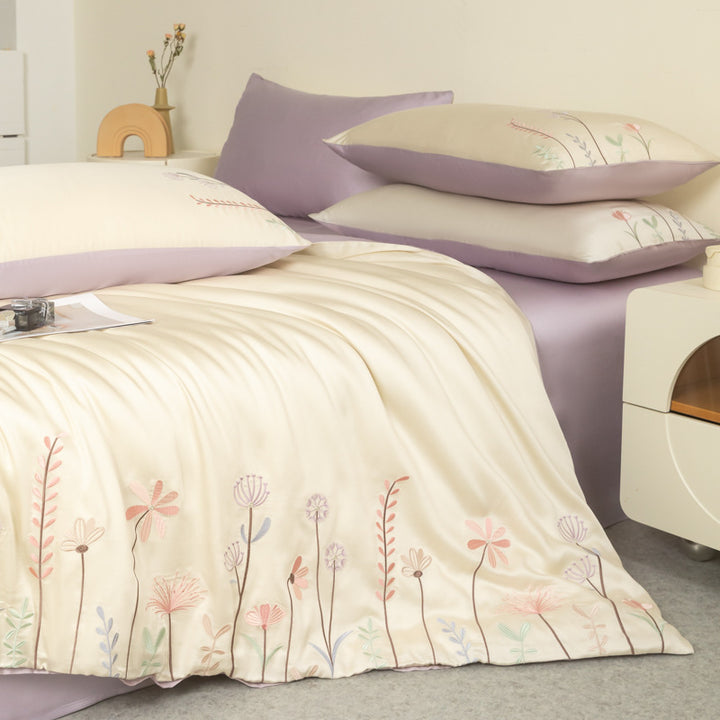 Lyocell-Bettwäsche-Set, 4-teilig, bestickt
