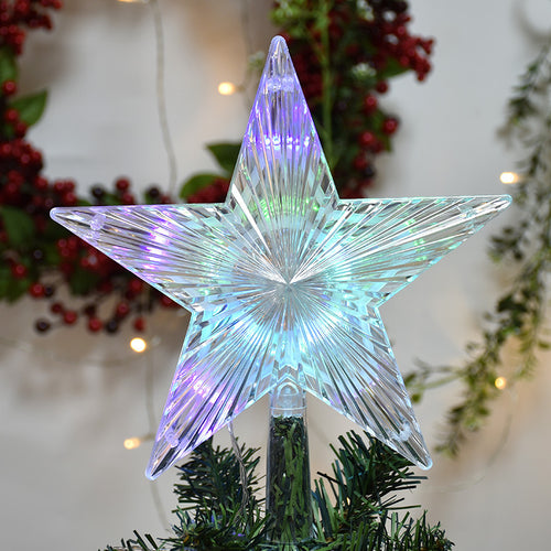 Transparenter LED-Weihnachtsbaum-Spitzenstern aus Acryl