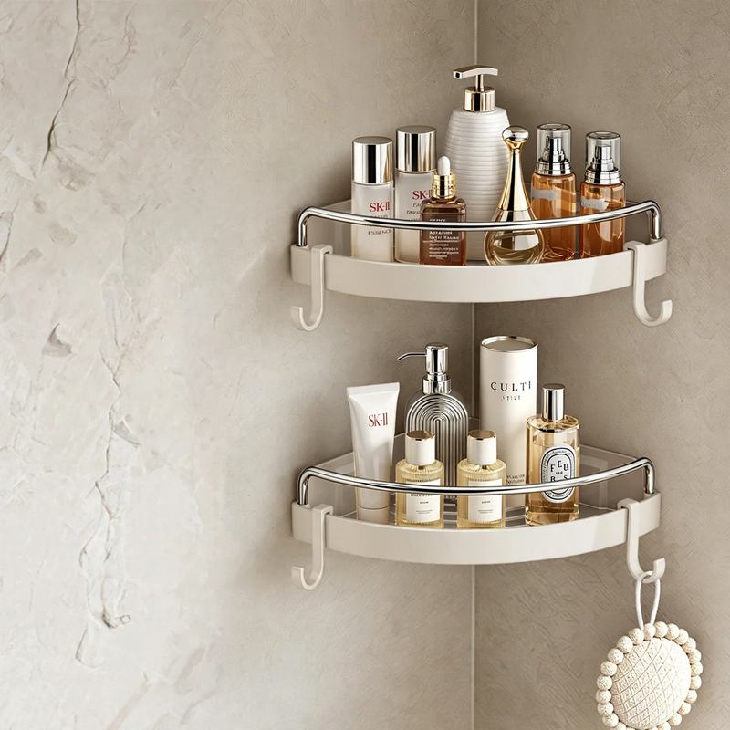 Dreieck-Eckregal für Badezimmer, Kunststoff und Aluminium