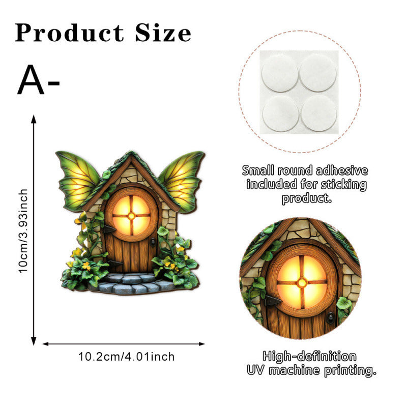 Dekorative 2D-Elfen-Tür aus Kiefernholz für Garten und Haus
