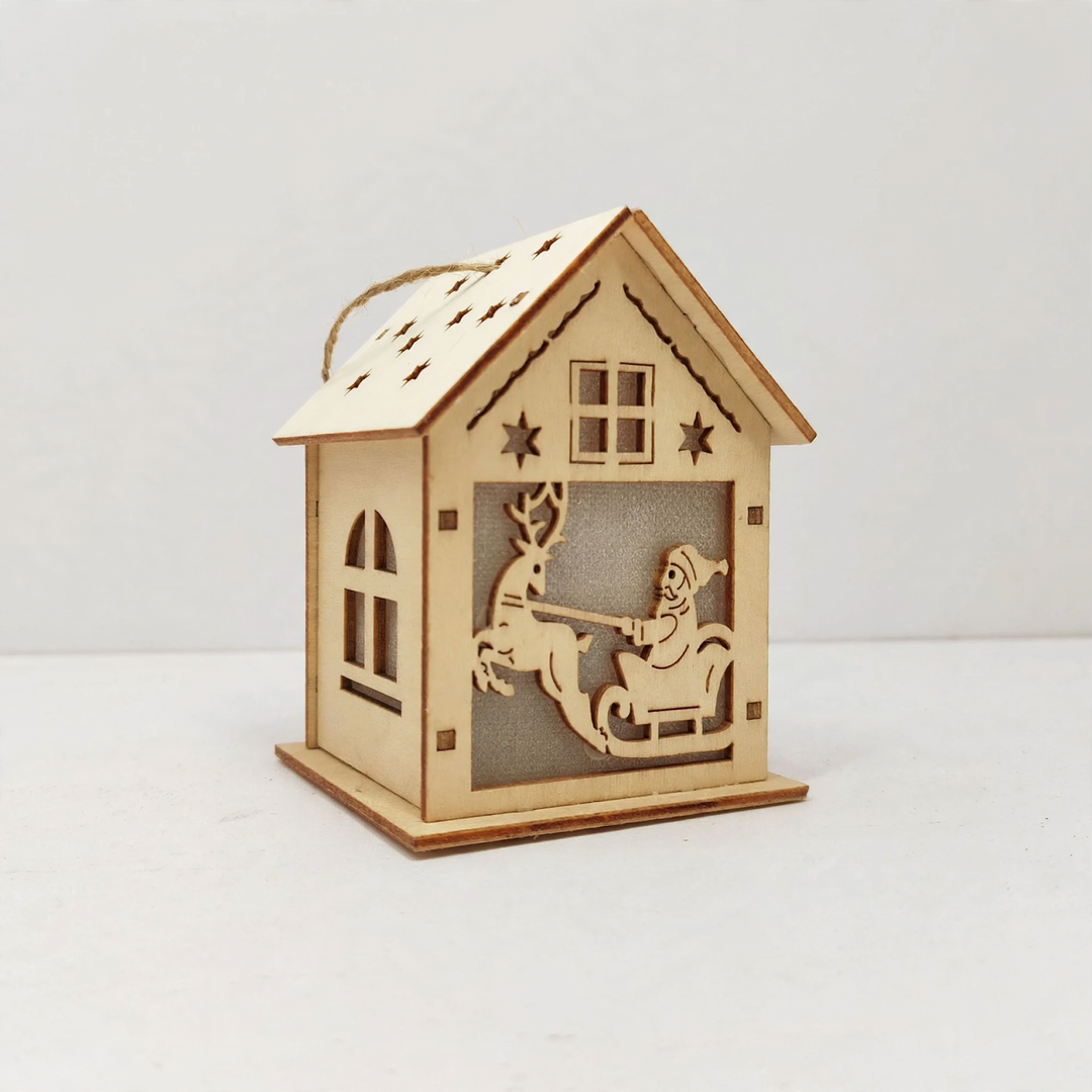 Dekoratives Holzhaus für die Weihnachtszeit