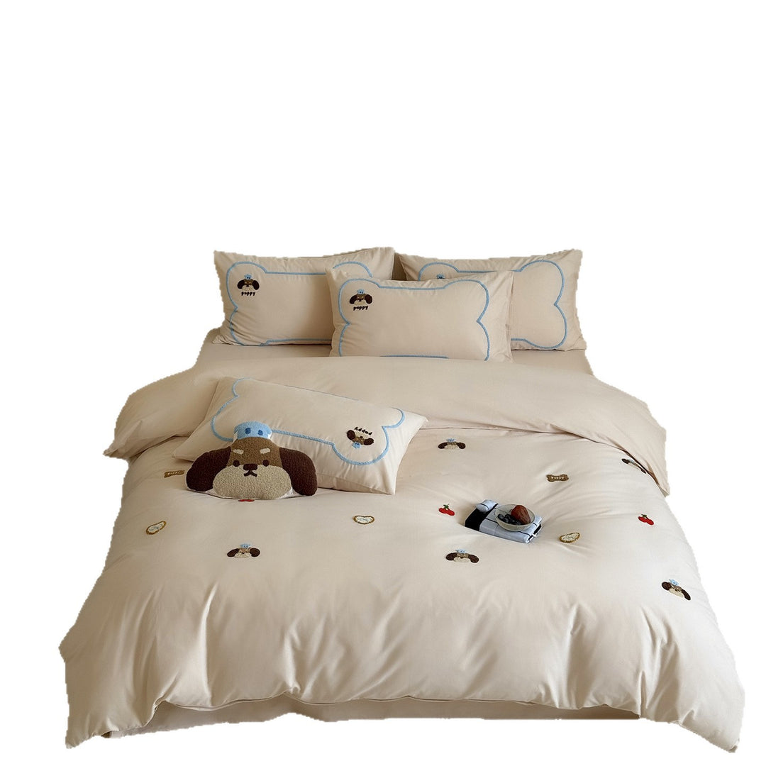 Baumwoll-Bettwäsche-Set mit Cartoon-Motiv, 4-teilig