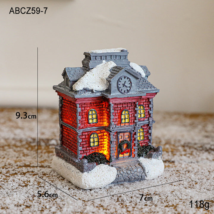 Beleuchtetes Weihnachtshaus aus Kunstharz