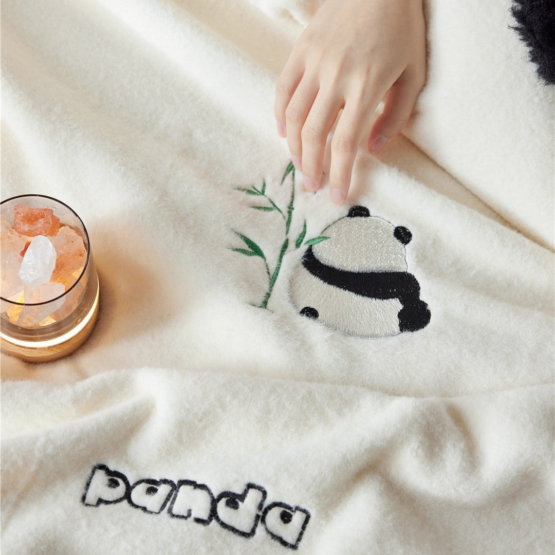 Panda-Bettwäsche-Set, Milchfleece, 4-teilig, winterwarm