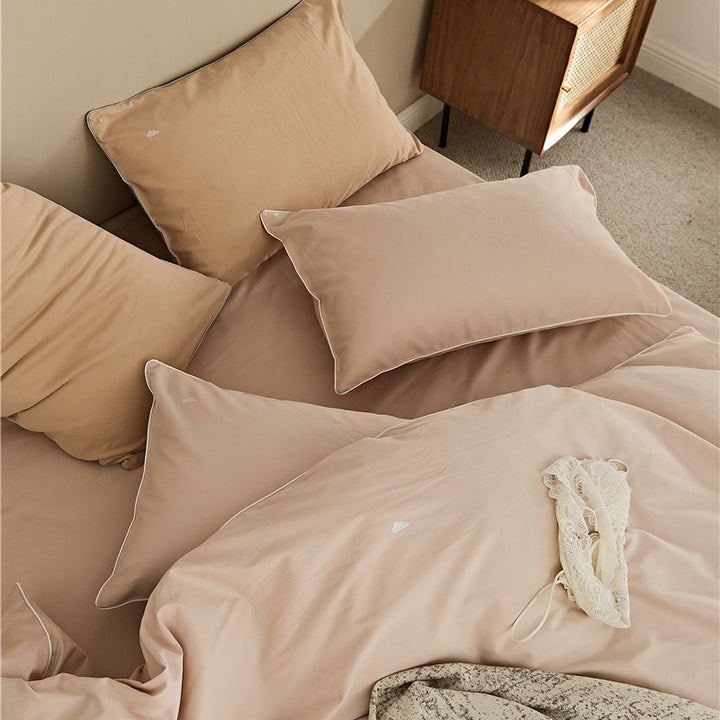 Premium Baumwoll-Bettwäsche-Set, angeraut, modern und schlicht