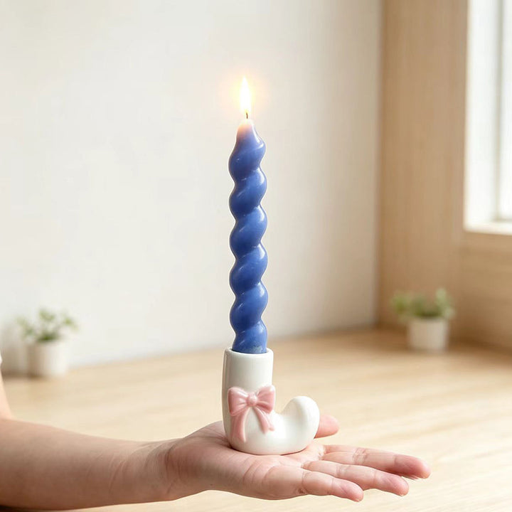 Keramik-Kerzenhalter in Zuckerstangen-Optik