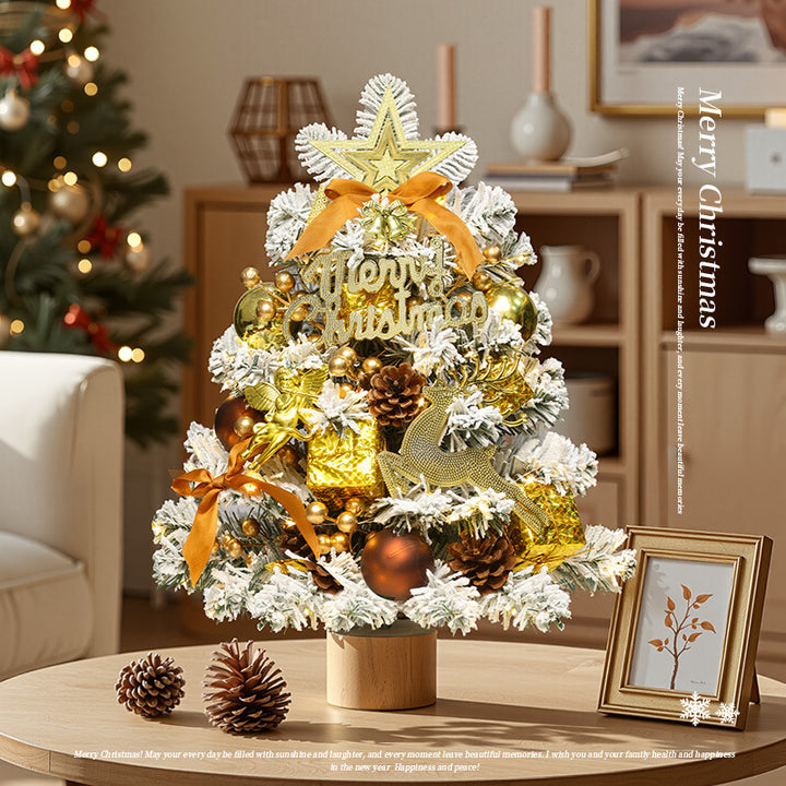 Beflockter Mini-Weihnachtsbaum mit Holzsockel, 45-60 cm
