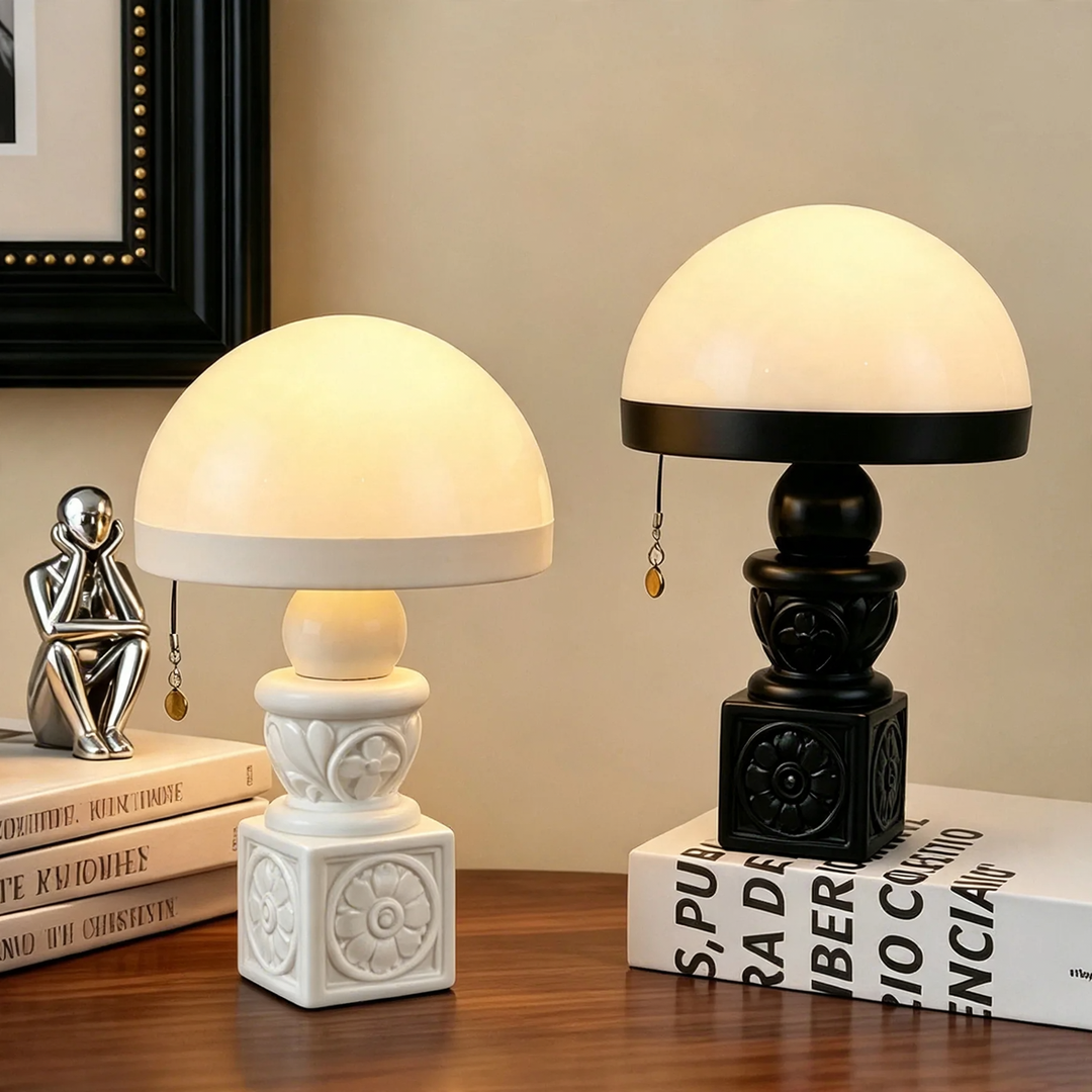 Vintage Pilzlampe mit Reliefmuster