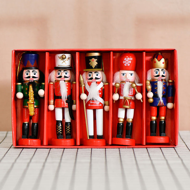 Nussknacker-Soldaten Set, 13 cm, 5-teilig, Holz