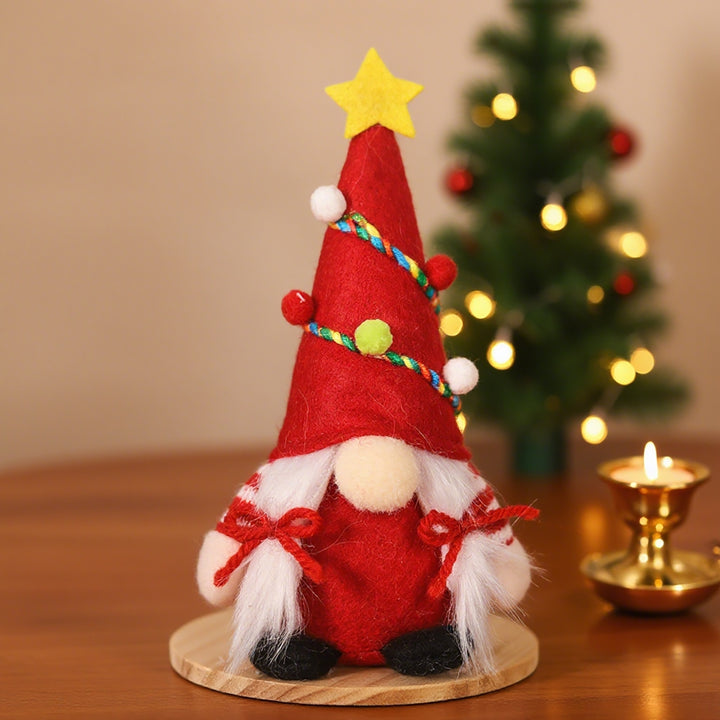 Stehende Weihnachts-Wichtelfigur mit Sternenmütze