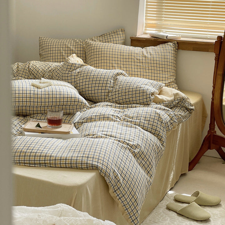 Baumwoll-Bettwäsche-Set, 4-teilig, Jacquard-Muster