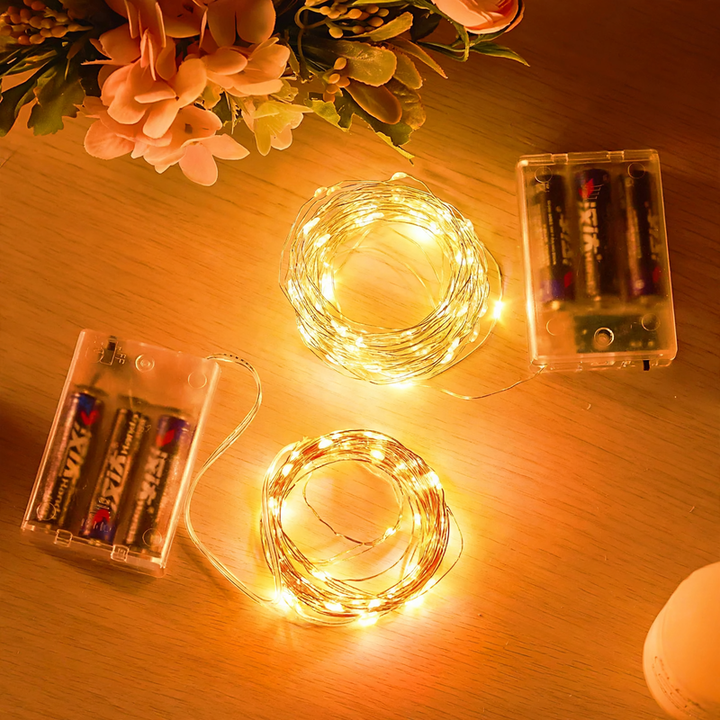 LED-Kupferdraht-Lichterkette mit Batteriebox