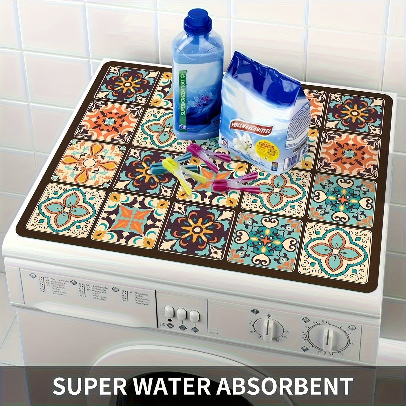 Waschmaschinen-Abdeckmatte Retro-Mosaik | Karnz