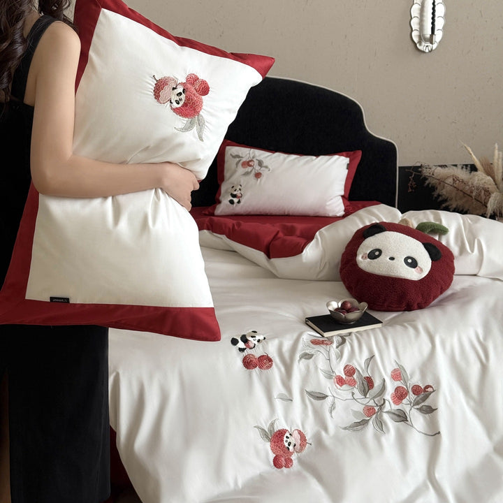 Bettwäsche-Set aus Langstapelbaumwolle mit Stickerei