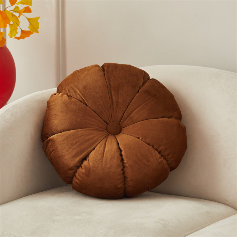 Rundes Flausch-Sitzkissen mit Faltendesign, 35×35 cm
