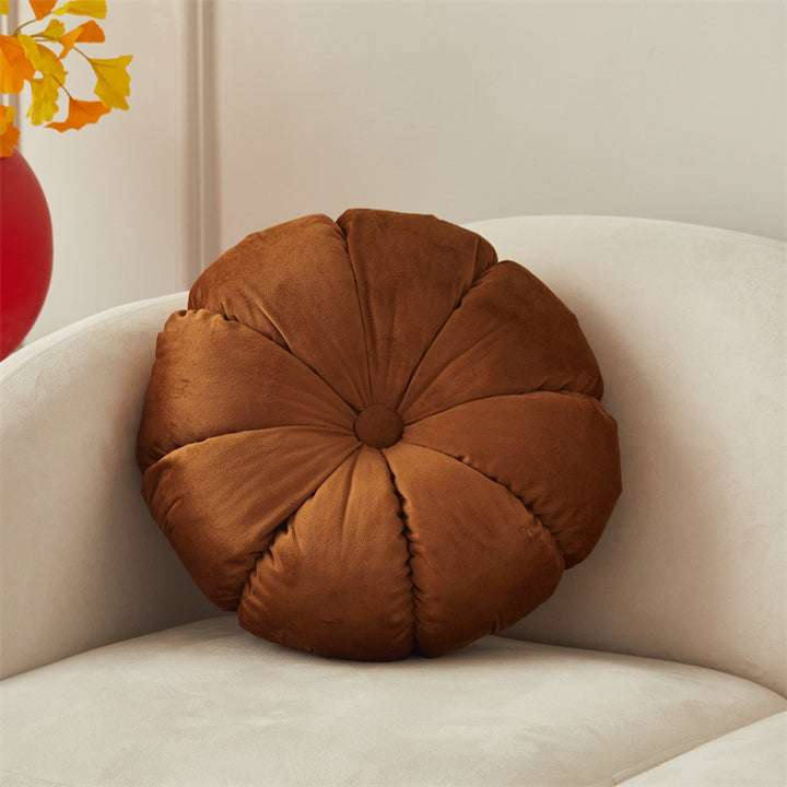 Rundes Flausch-Sitzkissen mit Faltendesign, 35×35 cm