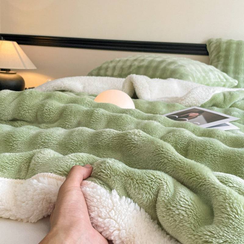 Doppellagige Decke aus Kaninchenfell-Imitat, warm und flauschig