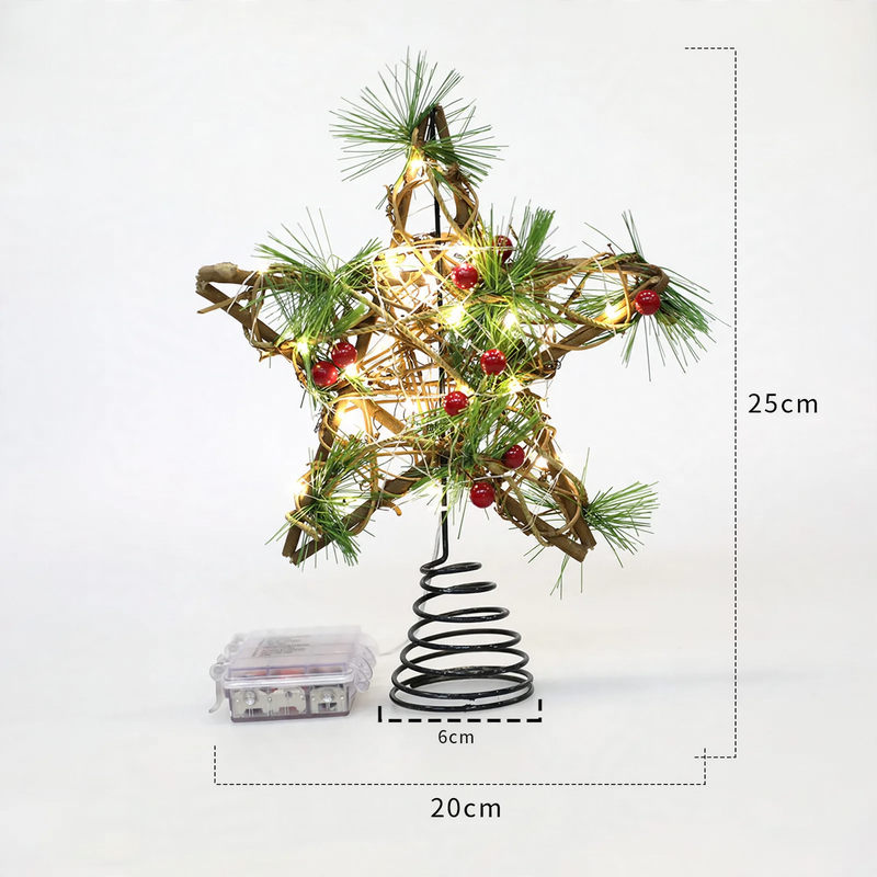 Weihnachtsbaum-Spitzenstern aus Rattan