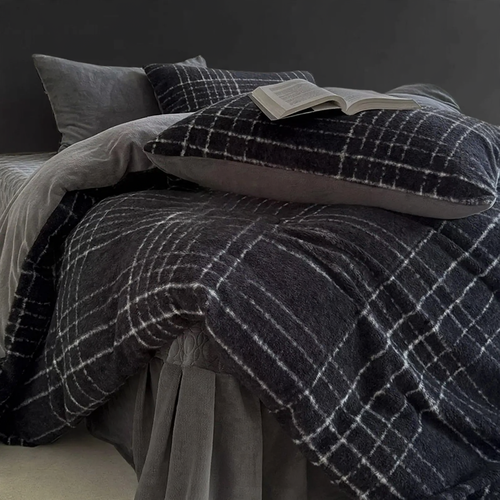 Winter-Bettwäsche-Set, Milchfaser-Fleece, geometrisches Muster