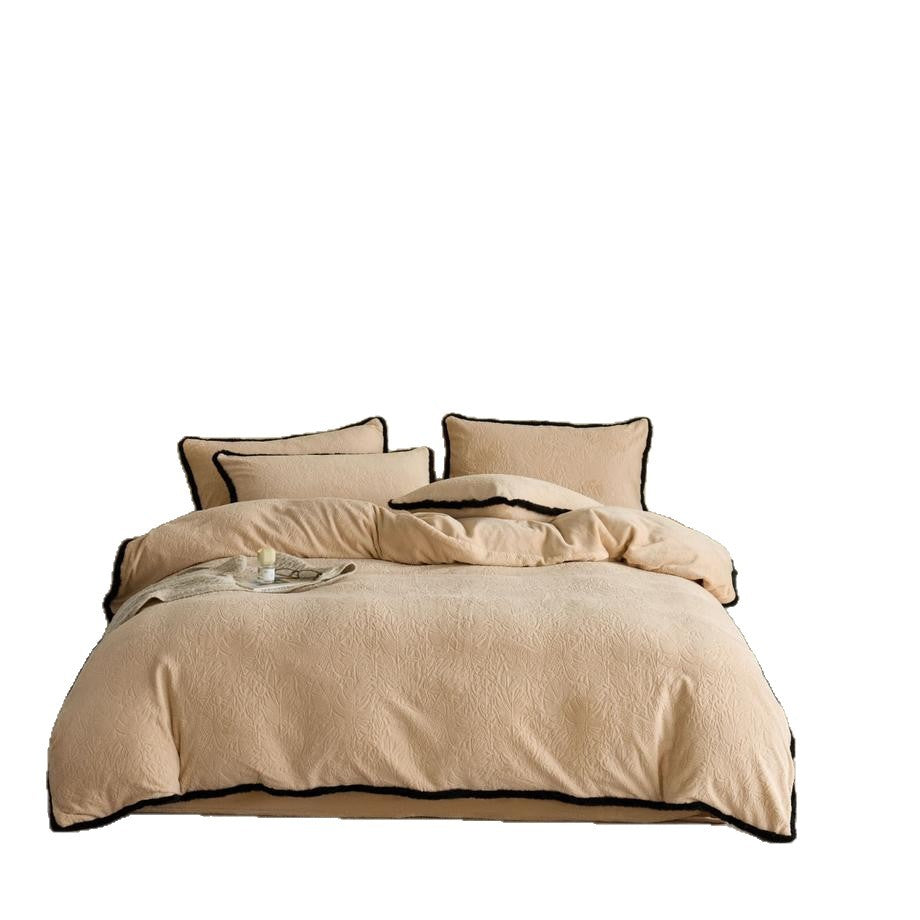 Fleece-Bettwäsche, 4-teilig, Blütenmuster, Winter