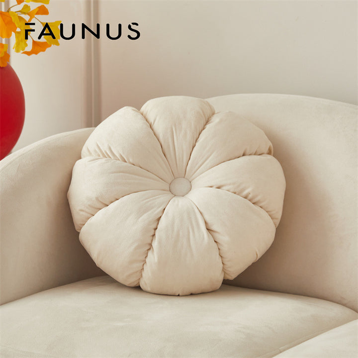 Rundes Flausch-Sitzkissen mit Faltendesign, 35×35 cm