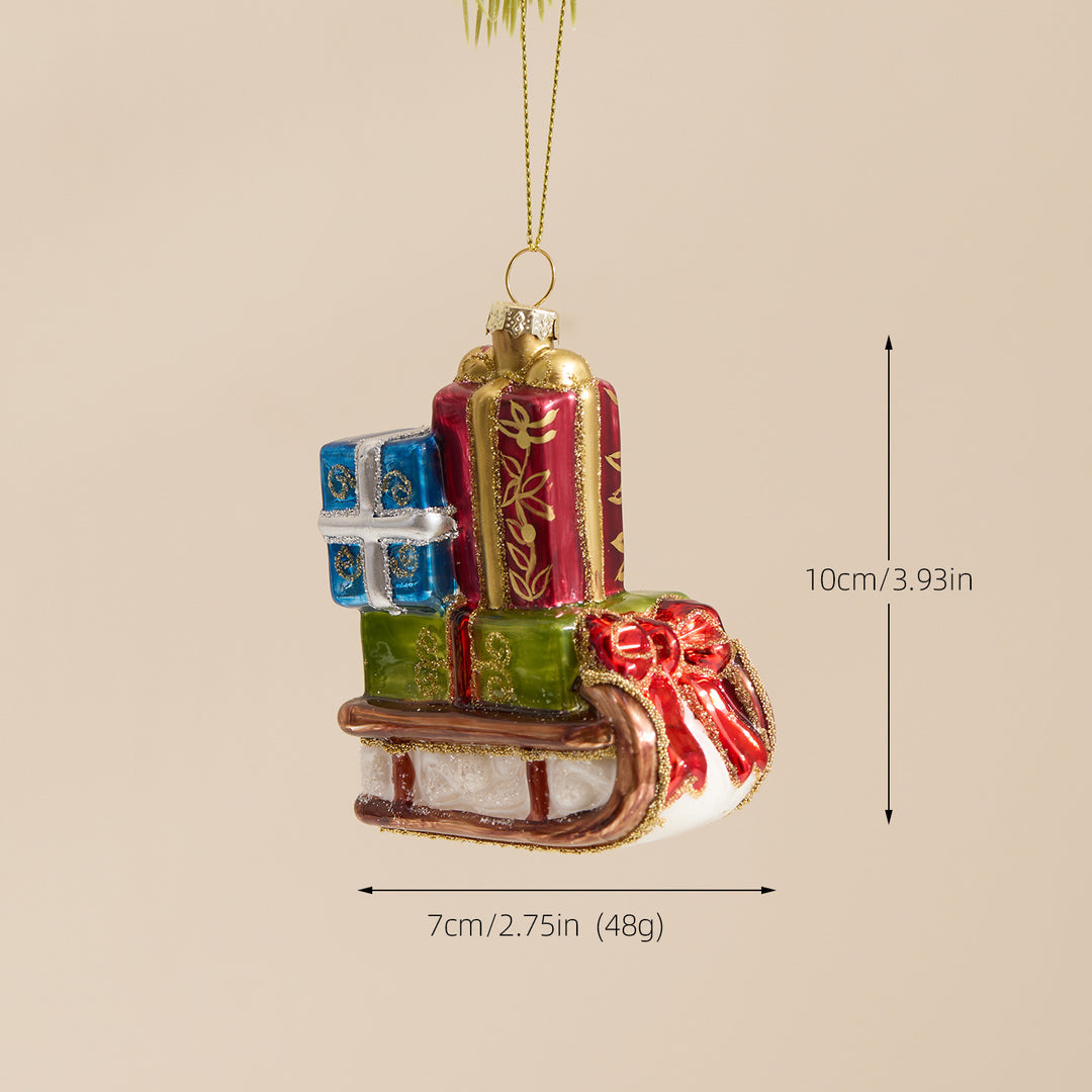 Weihnachtsbaum-Anhänger aus Glas, handbemalt, verschiedene Motive