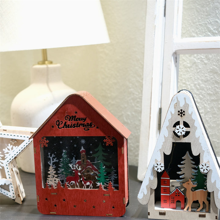 Beleuchtete Weihnachtsdekoration aus Holz