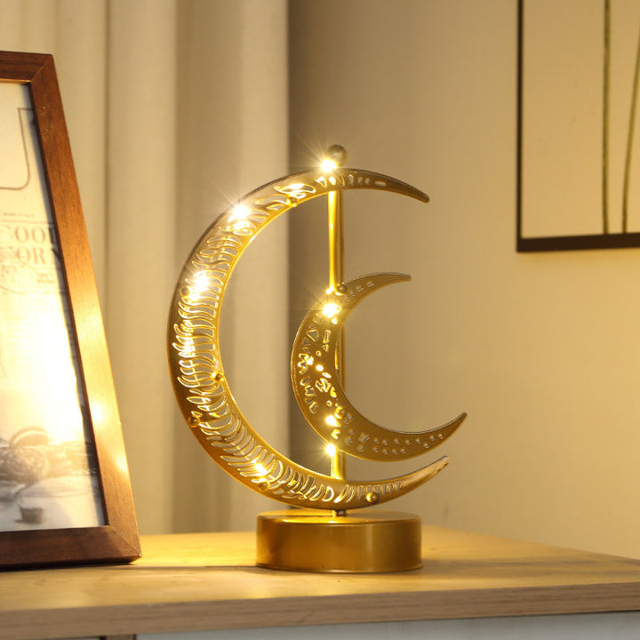 LED-Tischleuchte aus Eisen mit Mond- und Sternmotiven