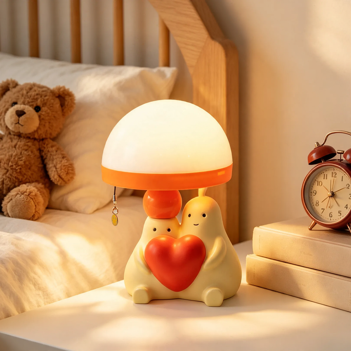 Herz-Tischlampe mit Liebes-Motiv