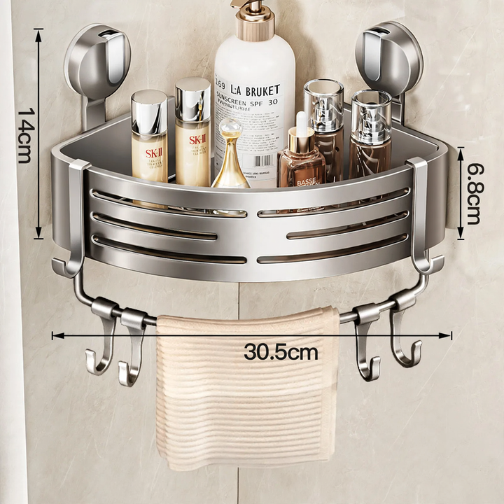 Dreieck-Eckregal mit Saugnapf für das Badezimmer, Modell 035-023-A