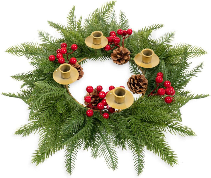 Weihnachtskranz mit Kerzenhalter und Schleife