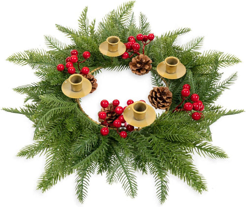 Weihnachtskranz mit Kerzenhalter und Schleife